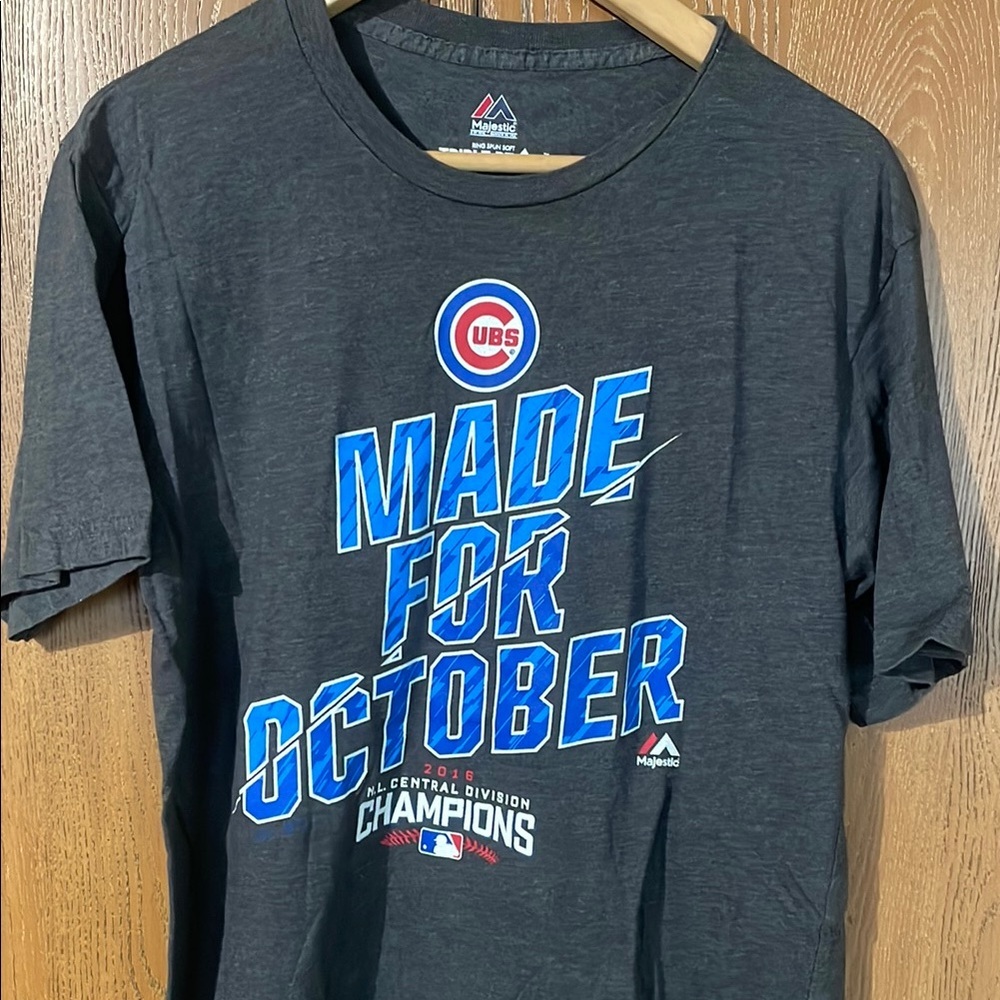 Majestic Dark grey and Blue Cubs Champions T-Shirt - 2016